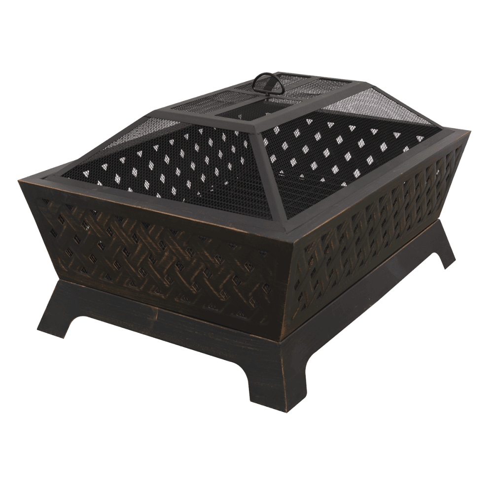 Sealey Dellonda 35" Rectangular Outdoor Fire Pit, Antique Bronze Effect Model No - DG44