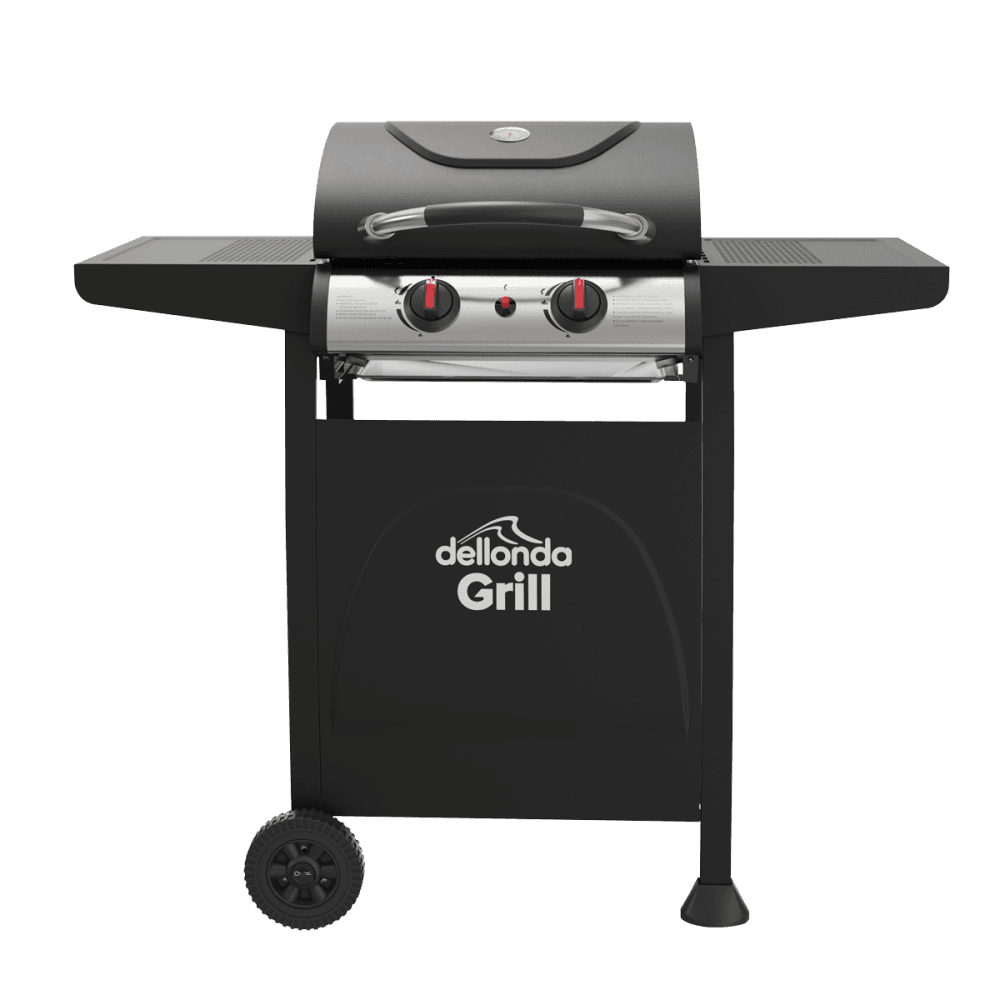 Sealey Dellonda 2 Burner Gas BBQ Grill, Ignition, Thermometer, Black/Stainless Steel Model No - DG13