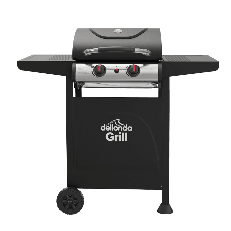 Sealey Dellonda 2 Burner Gas BBQ Grill, Ignition, Thermometer, Black/Stainless Steel Model No - DG13