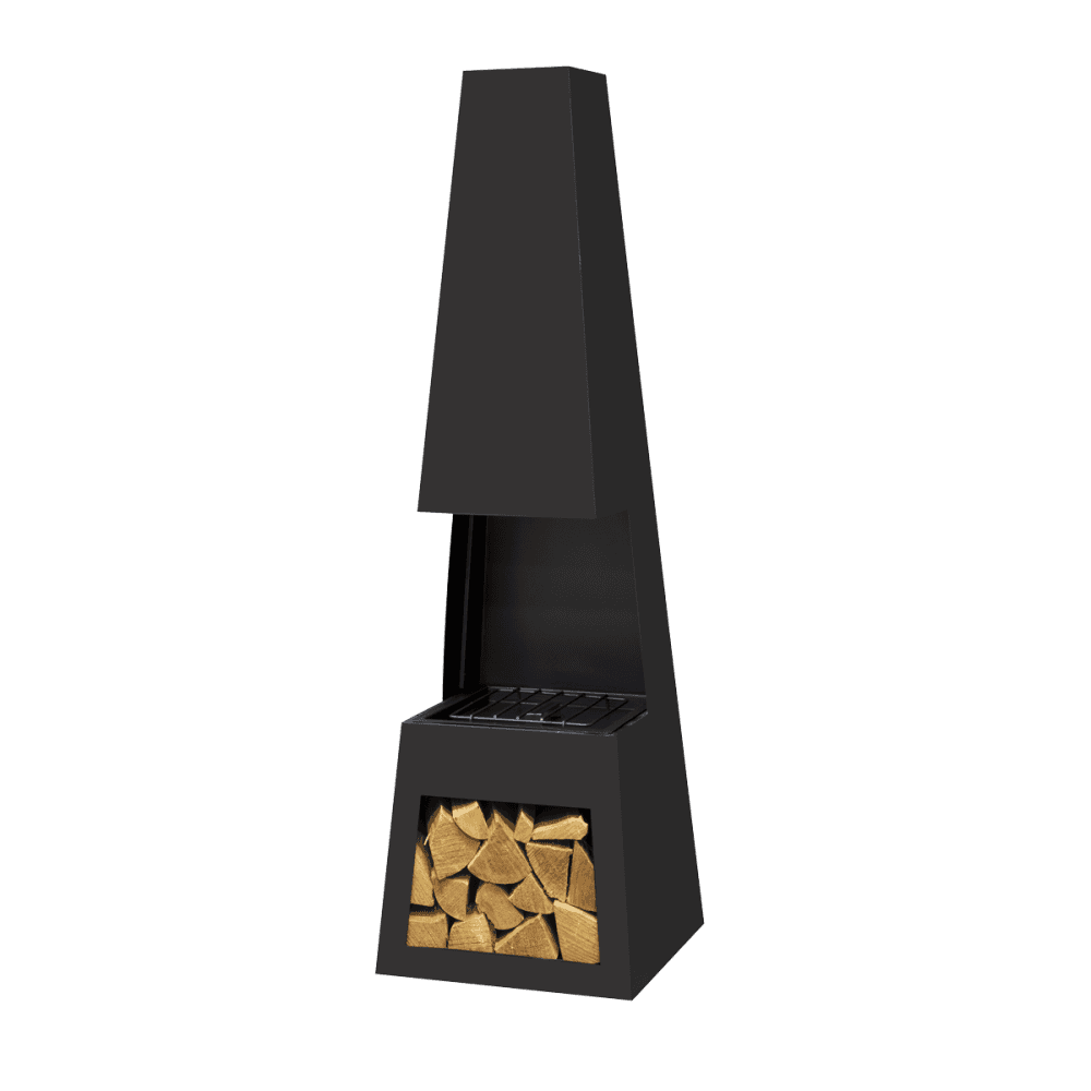 Sealey Dellonda Outdoor Chiminea Fireplace Fire Pit Heater Firewood Storage Black Steel Model No - DG107
