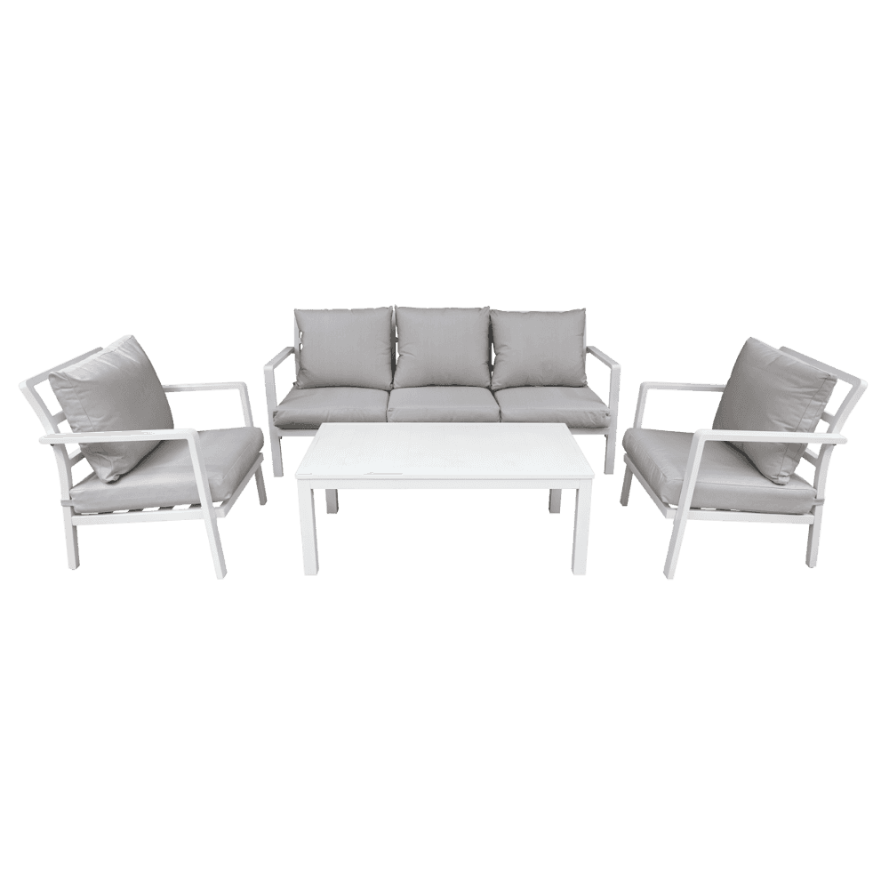 Sealey Dellonda Kyoto 4 Piece Aluminium Outdoor Garden Sofa Arm Chair Coffee Table Set Model No - DG52