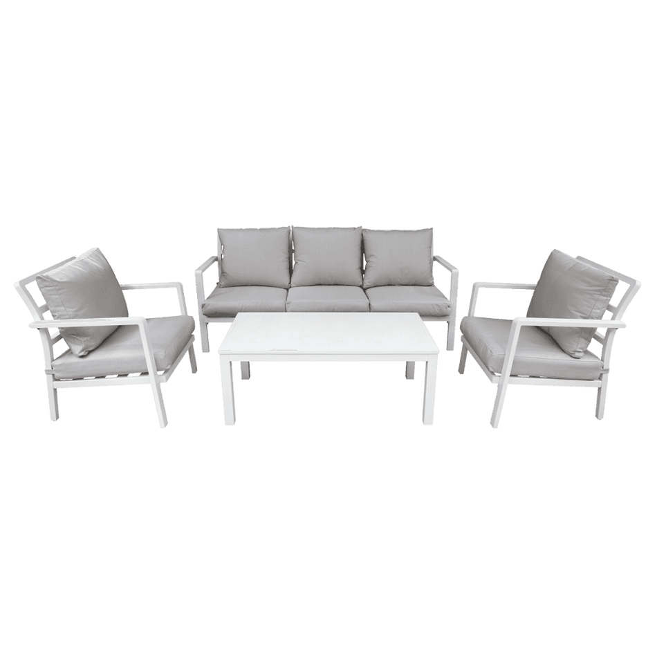 Sealey Dellonda Kyoto 4 Piece Aluminium Outdoor Garden Sofa Arm Chair Coffee Table Set Model No - DG52
