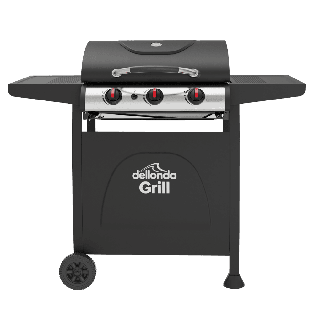 Sealey Dellonda 3 Burner Gas BBQ Grill, Ignition, Thermometer, Black/Stainless Steel Model No - DG14