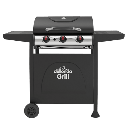 Sealey Dellonda 3 Burner Gas BBQ Grill, Ignition, Thermometer, Black/Stainless Steel Model No - DG14