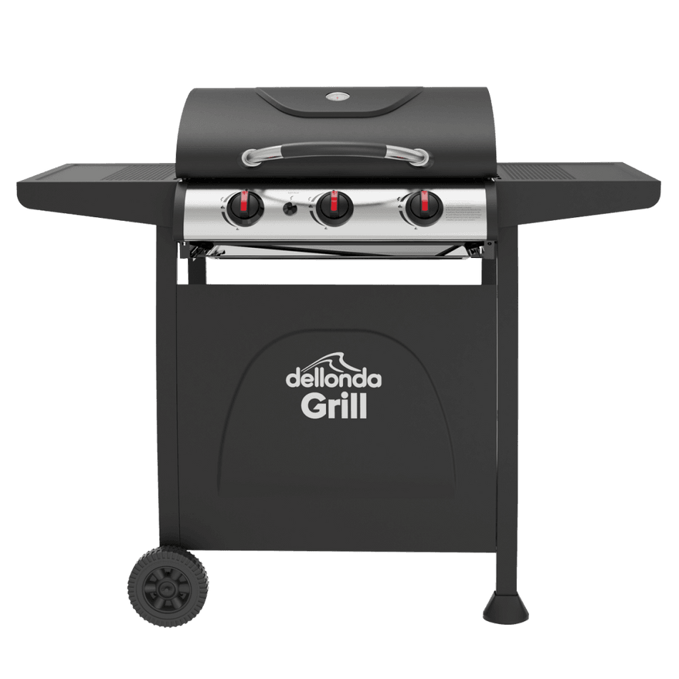 Sealey Dellonda 3 Burner Gas BBQ Grill, Ignition, Thermometer, Black/Stainless Steel Model No - DG14