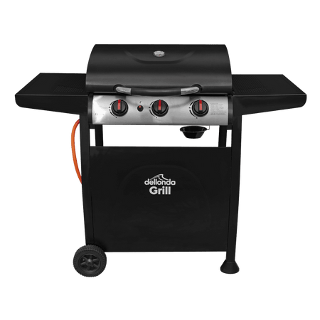 Sealey Dellonda 3 Burner Gas BBQ Grill, Ignition, Thermometer, Black/Stainless Steel Model No - DG14