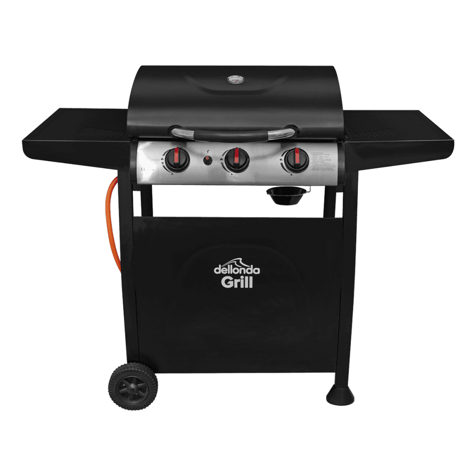 Sealey Dellonda 3 Burner Gas BBQ Grill, Ignition, Thermometer, Black/Stainless Steel Model No - DG14