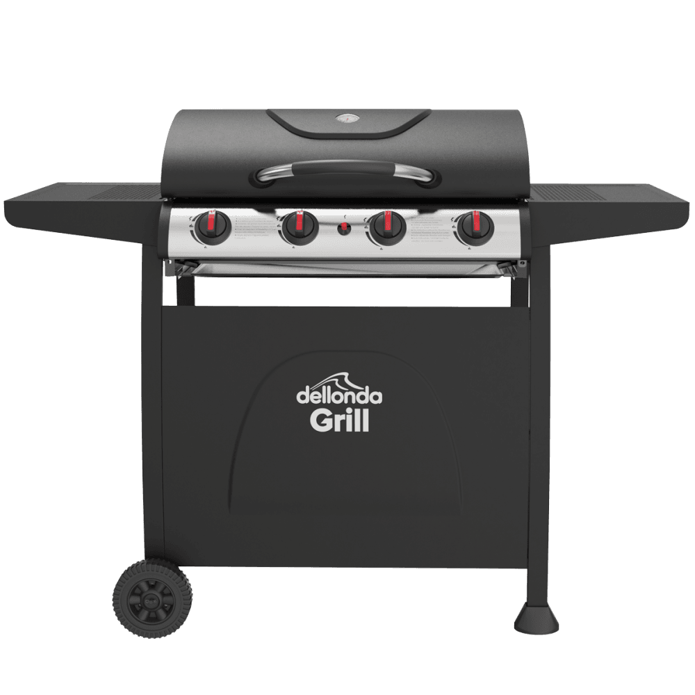 Sealey Dellonda 4 Burner Gas BBQ Grill, Ignition, Thermometer, Black/Stainless Steel Model No - DG15