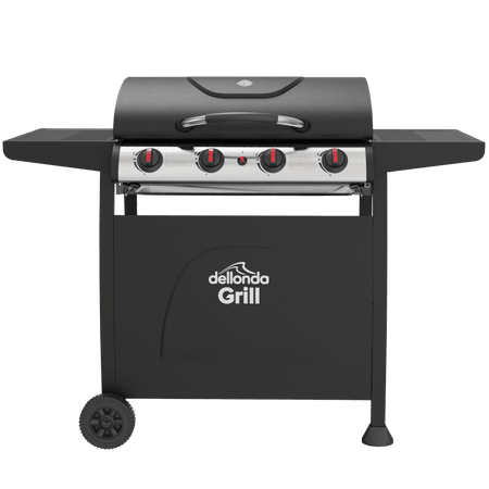 Sealey Dellonda 4 Burner Gas BBQ Grill, Ignition, Thermometer, Black/Stainless Steel Model No - DG15