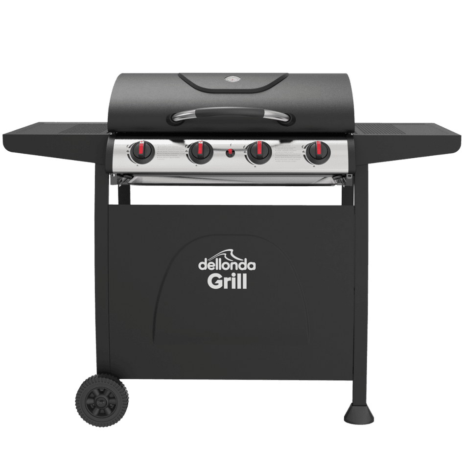 Sealey Dellonda 4 Burner Gas BBQ Grill, Ignition, Thermometer, Black/Stainless Steel Model No - DG15