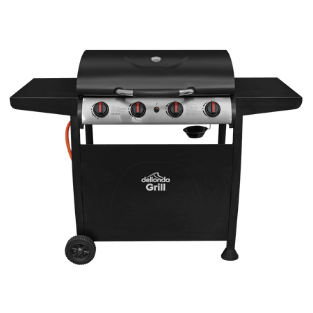Sealey Dellonda 4 Burner Gas BBQ Grill, Ignition, Thermometer, Black/Stainless Steel Model No - DG15