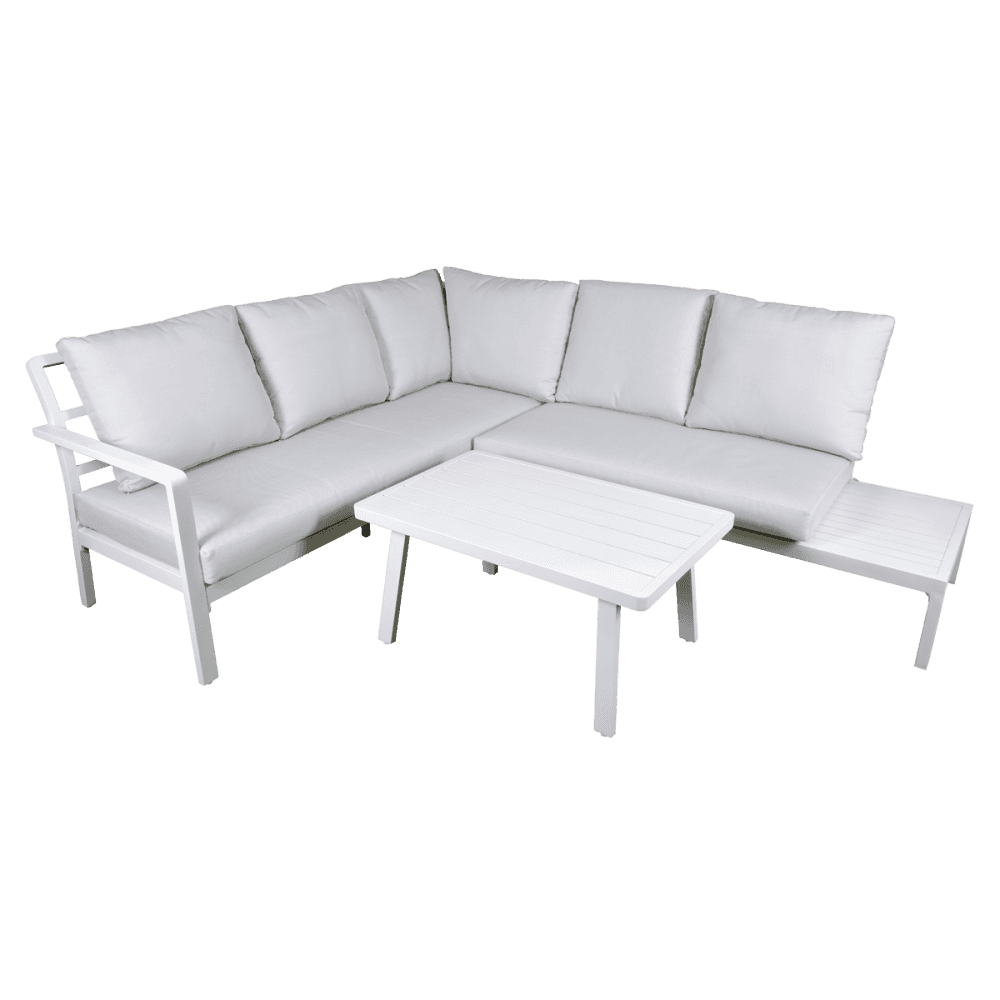Sealey Dellonda Kyoto White 3 Piece Outdoor Garden Corner Sofa & Coffee Table Set Model No - DG53