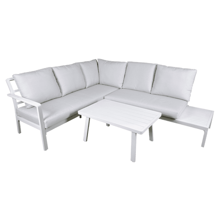 Sealey Dellonda Kyoto White 3 Piece Outdoor Garden Corner Sofa & Coffee Table Set Model No - DG53