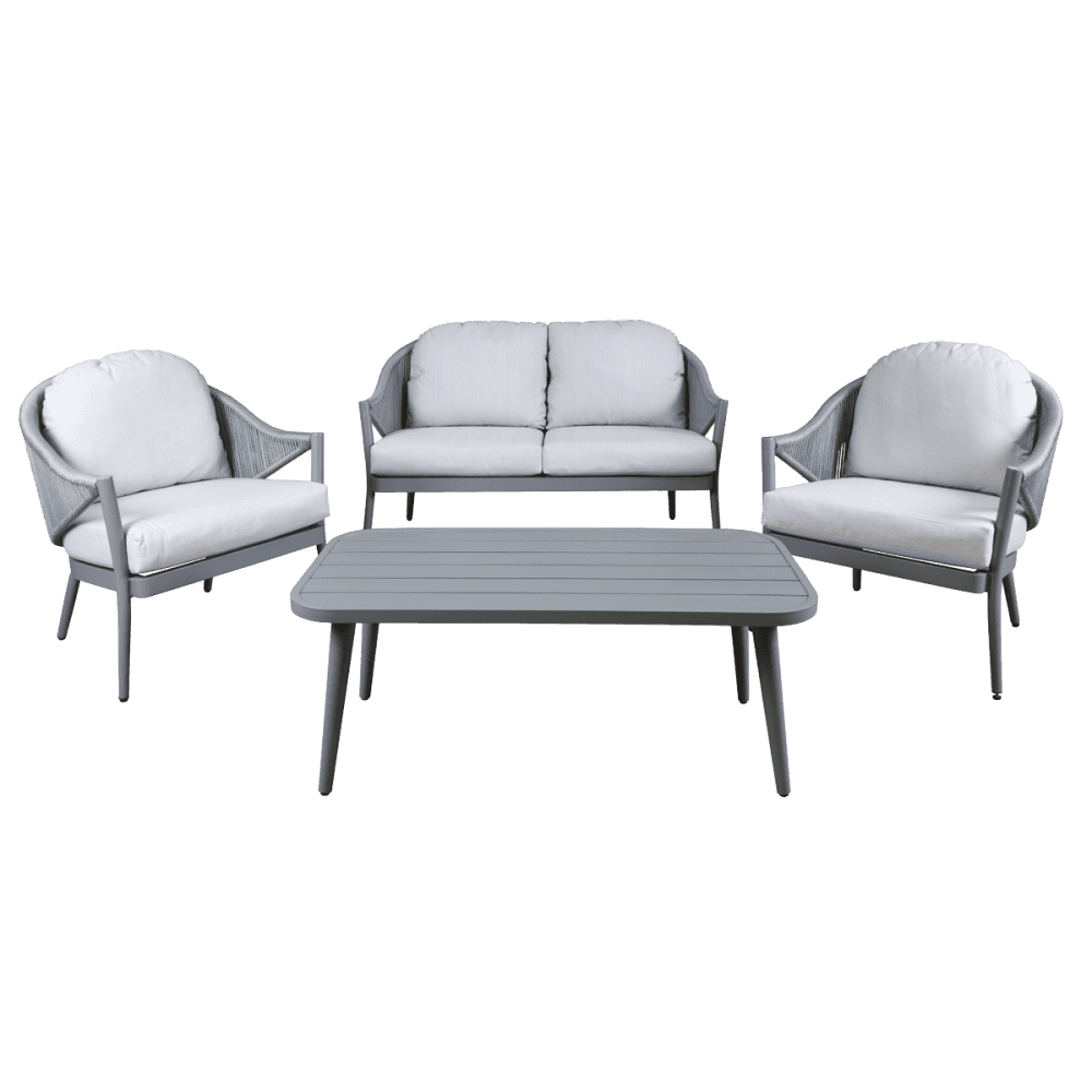 Sealey Dellonda Echo 4 Piece Aluminium Outdoor Garden Sofa Arm Chair & Coffee Table Set Model No - DG59