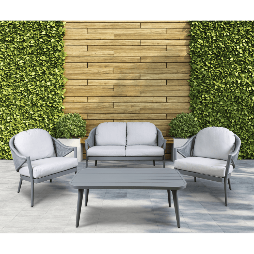 Sealey Dellonda Echo 4 Piece Aluminium Outdoor Garden Sofa Arm Chair & Coffee Table Set Model No - DG59