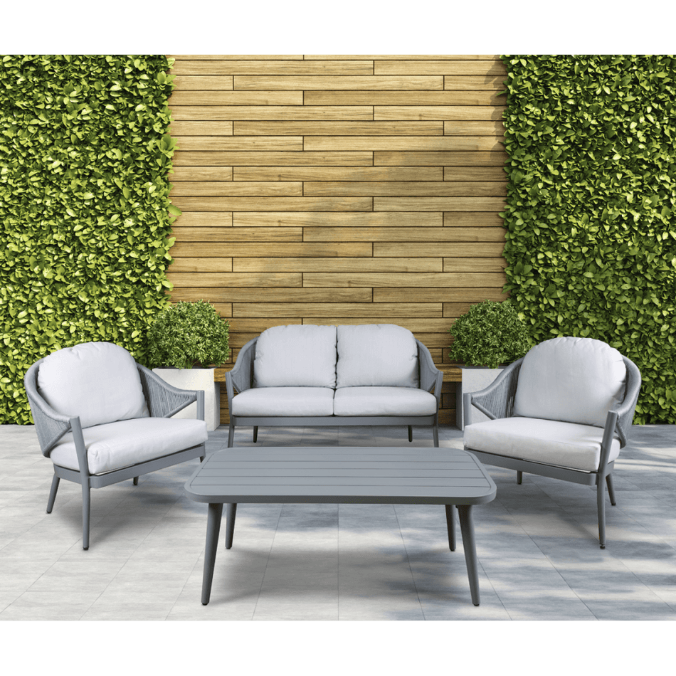Sealey Dellonda Echo 4 Piece Aluminium Outdoor Garden Sofa Arm Chair & Coffee Table Set Model No - DG59