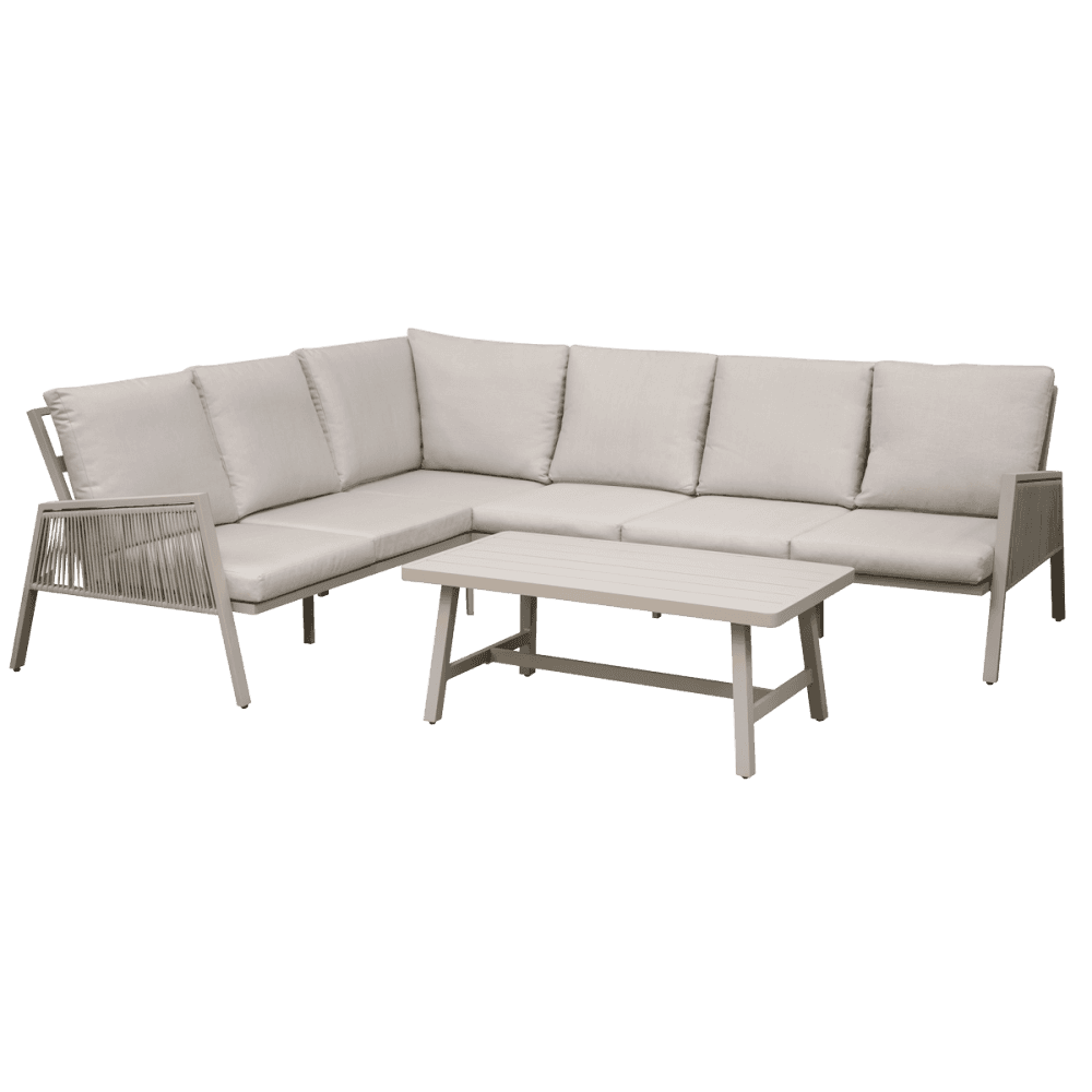 Sealey Dellonda Fusion 4 Piece Outdoor Garden Corner Sofa & Coffee Table Set, Aluminium Model No - DG57