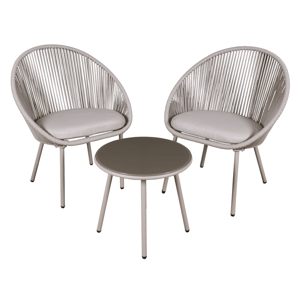 Sealey Dellonda Como 3 Piece Steel Bistro Set with Tempered Glass Top - DG55 Model No - DG55