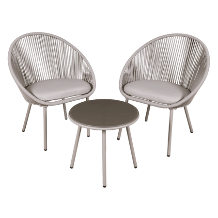 Sealey Dellonda Como 3 Piece Steel Bistro Set with Tempered Glass Top - DG55 Model No - DG55