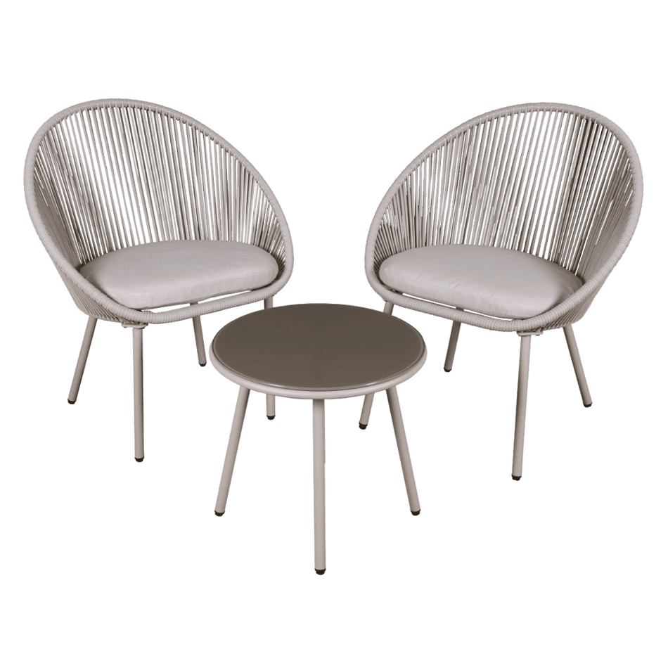 Sealey Dellonda Como 3 Piece Steel Bistro Set with Tempered Glass Top - DG55 Model No - DG55