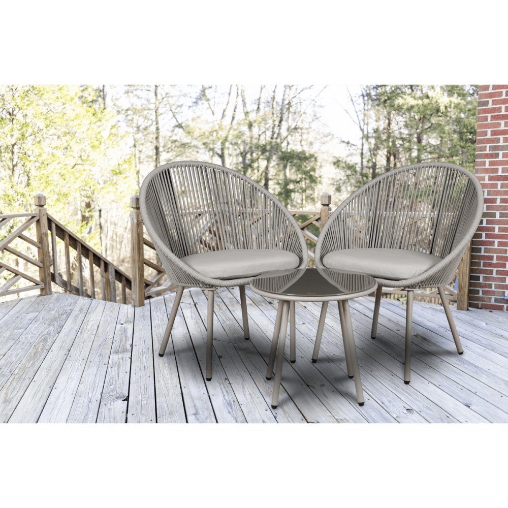 Sealey Dellonda Como 3 Piece Steel Bistro Set with Tempered Glass Top - DG55 Model No - DG55
