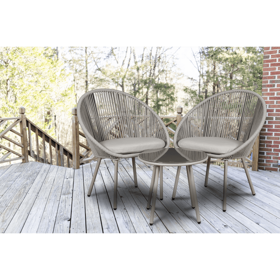 Sealey Dellonda Como 3 Piece Steel Bistro Set with Tempered Glass Top - DG55 Model No - DG55