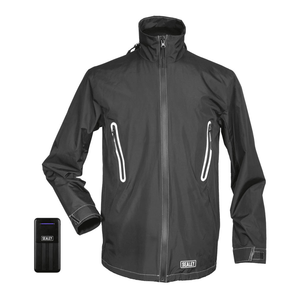 Sealey 5V Heated Rain Jacket - Small with Power Bank 20Ah Model No - HJ05KIT