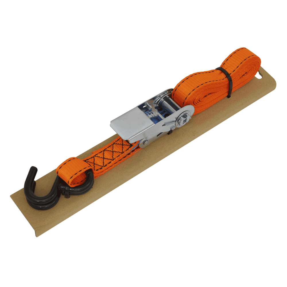 Sealey Ratchet Strap 25mm x 5m Polyester Webbing S-Hook with Corner Protector 600kg Breaking Strength Model No - TD0635S