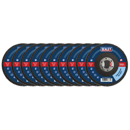 Sealey 80Grit Flap Discs Zirconium 115mm 22mm Bore - Pack of 10 Model No - FD1158010
