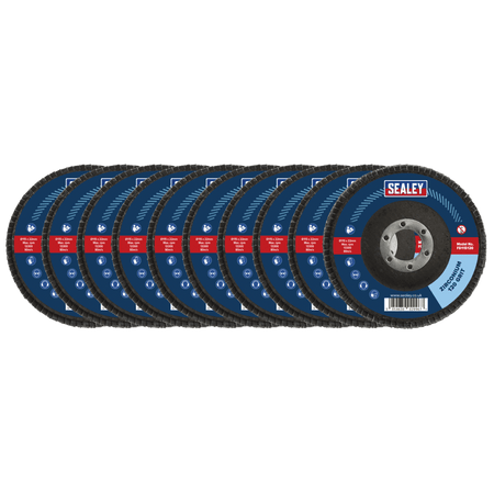 Sealey 120Grit Flap Discs Zirconium 115mm 22mm Bore - Pack of 10 Model No - FD11512010