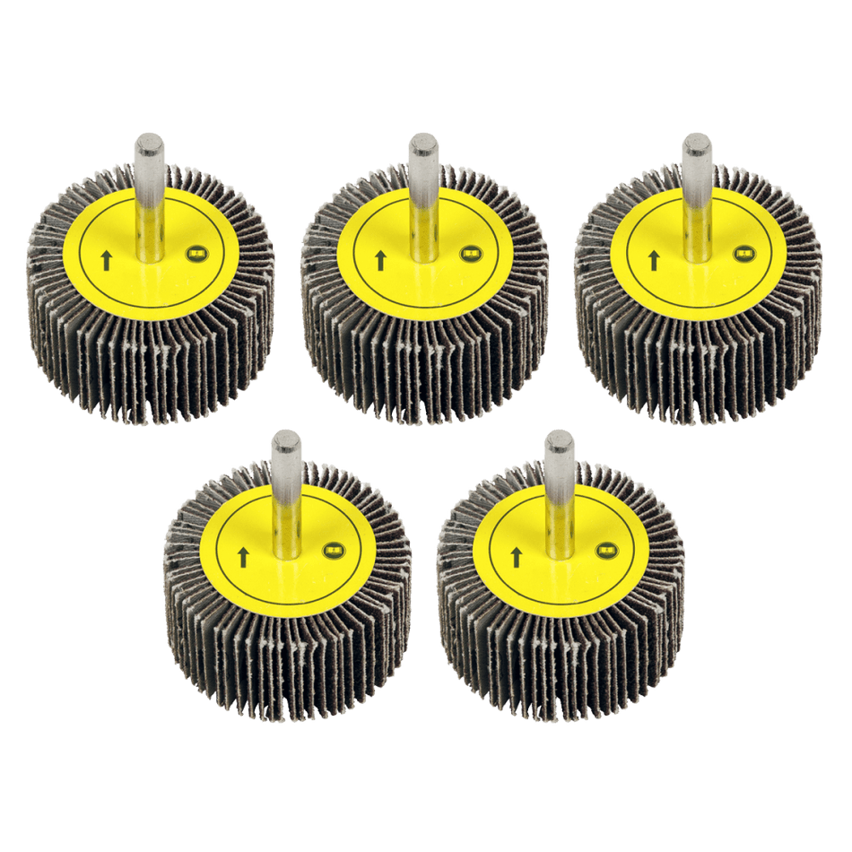 Sealey Flap Wheel 50 x 25mm 60Grit 6mm Shaft - Pack of 5 Model No - FW5025605
