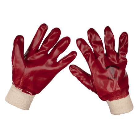 Sealey PVC Knit Wrist Gloves (Large) - Pack of 12 Pairs Model No - 9106L/12
