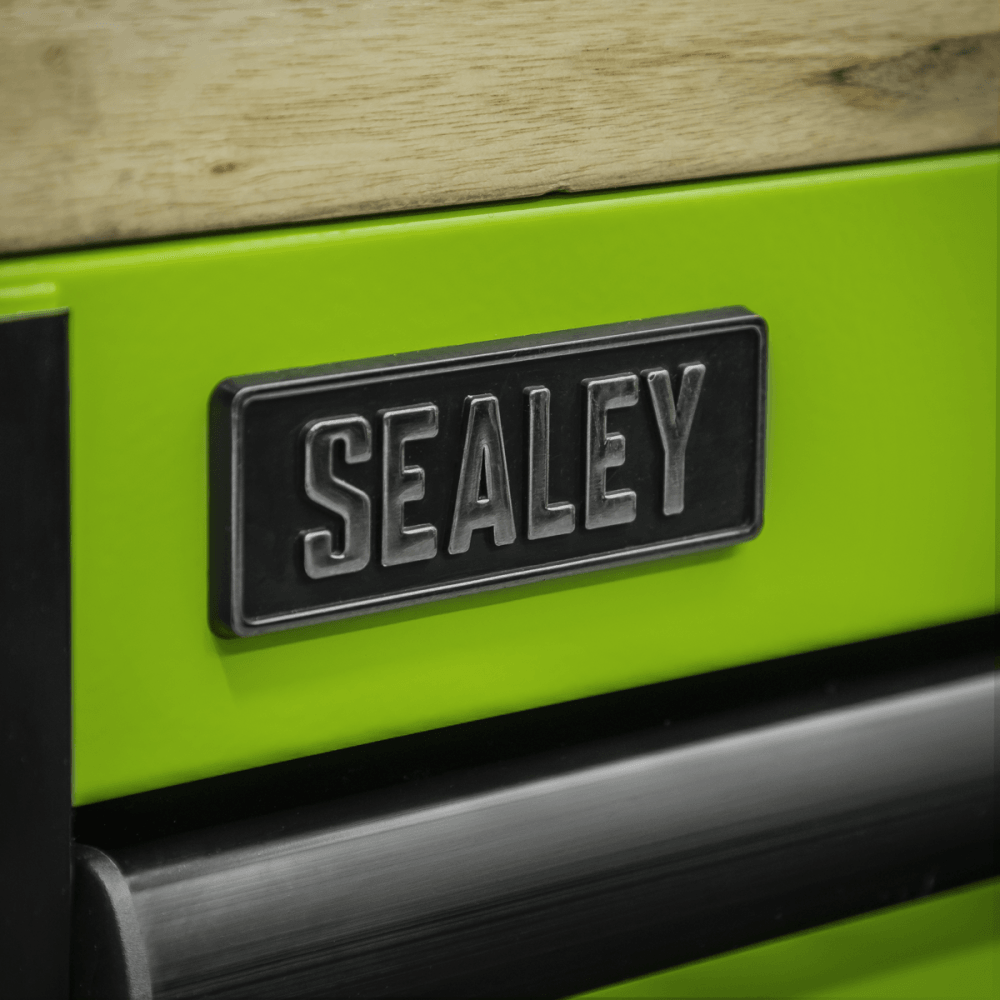 Sealey Superline PRO® Black Edition Mobile Trolley with Wooden Worktop, Hutch & 2 Drawer Riser 15 Drawer 1549mm Model No - AP6115BECOMBO1