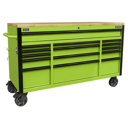 Sealey Mobile Trolley with Wooden Worktop 15 Drawer 1549mm Model No - AP6115BE