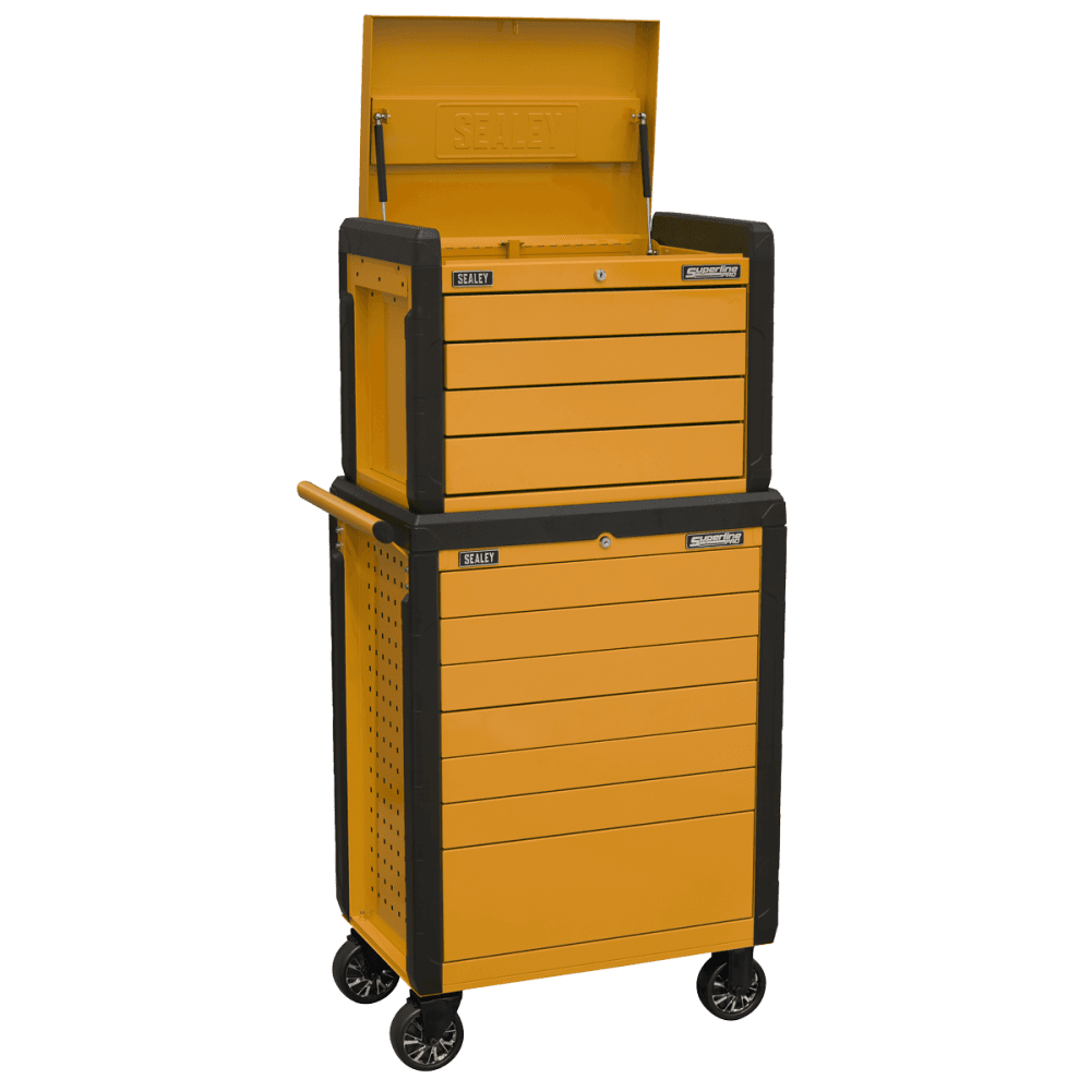 Sealey Superline PRO® Push-To-Open Topchest & Rollcab Combination 11 Drawer - Orange Model No - APPDSTACKO