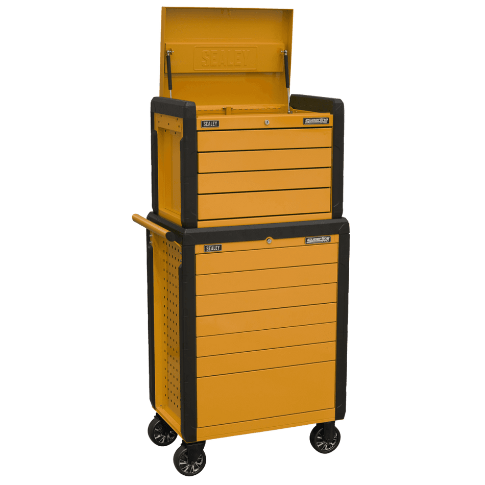 Sealey Superline PRO® Push-To-Open Topchest & Rollcab Combination 11 Drawer - Orange Model No - APPDSTACKO