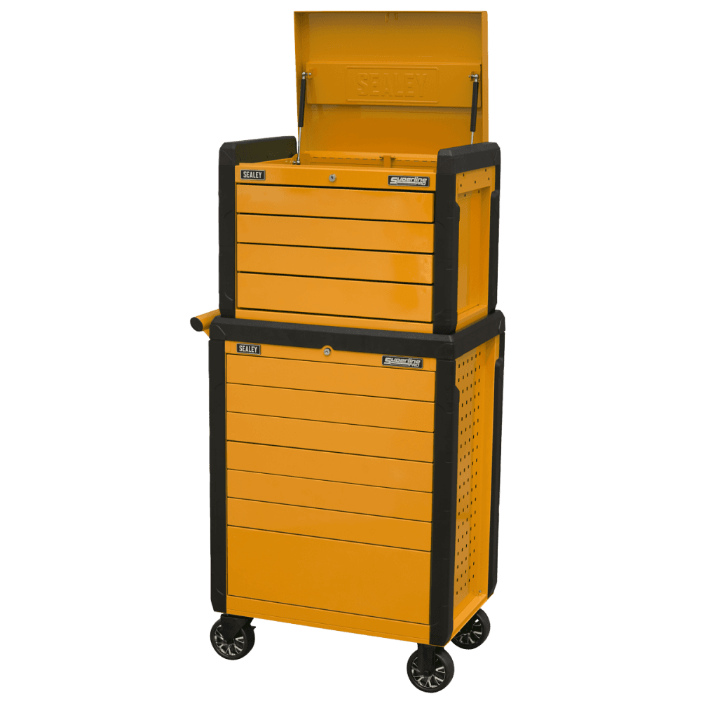 Sealey Superline PRO® Push-To-Open Topchest & Rollcab Combination 11 Drawer - Orange Model No - APPDSTACKO