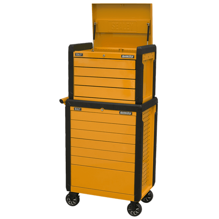 Sealey Superline PRO® Push-To-Open Topchest & Rollcab Combination 11 Drawer - Orange Model No - APPDSTACKO