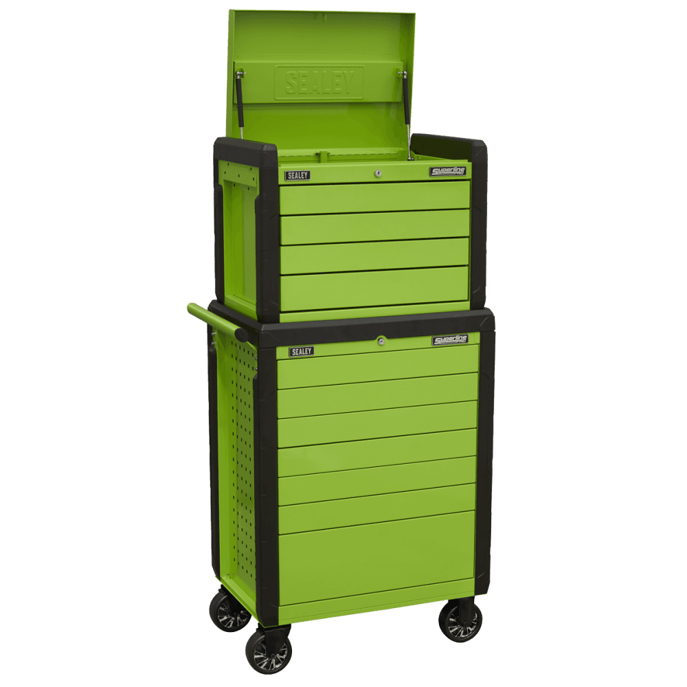 Sealey Superline PRO® Push-To-Open Topchest & Rollcab Combination 11 Drawer - Green Model No - APPDSTACKG