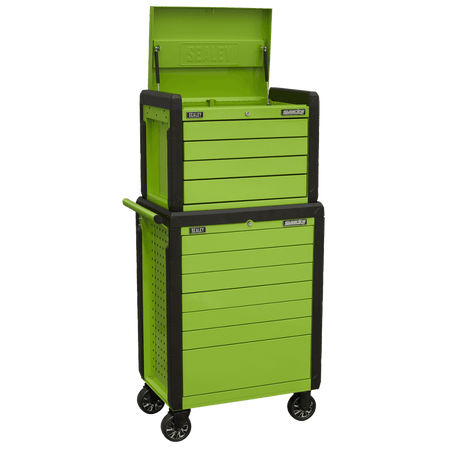 Sealey Superline PRO® Push-To-Open Topchest & Rollcab Combination 11 Drawer - Green Model No - APPDSTACKG