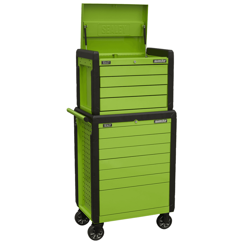 Sealey Superline PRO® Push-To-Open Topchest & Rollcab Combination 11 Drawer - Green Model No - APPDSTACKG