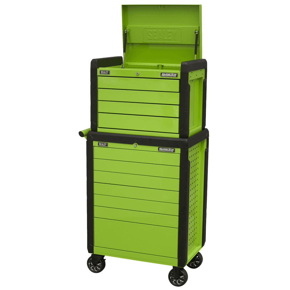 Sealey Superline PRO® Push-To-Open Topchest & Rollcab Combination 11 Drawer - Green Model No - APPDSTACKG