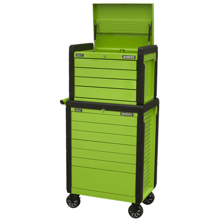 Sealey Superline PRO® Push-To-Open Topchest & Rollcab Combination 11 Drawer - Green Model No - APPDSTACKG