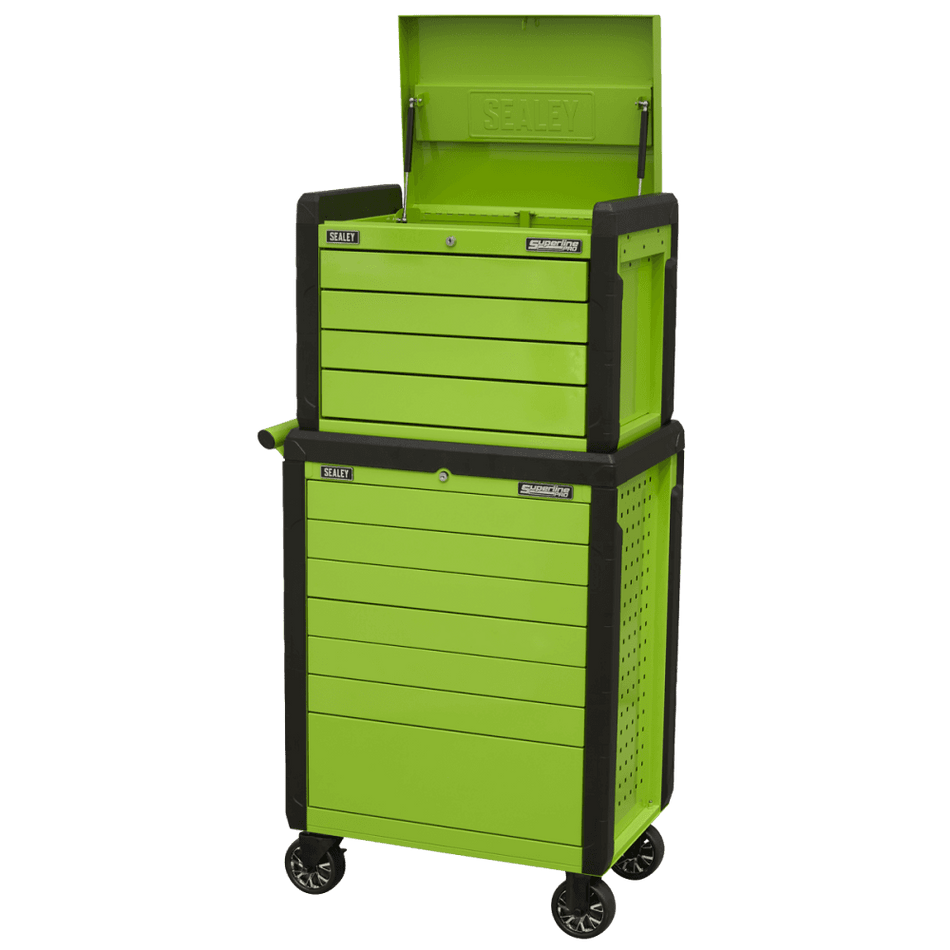 Sealey Superline PRO® Push-To-Open Topchest & Rollcab Combination 11 Drawer - Green Model No - APPDSTACKG