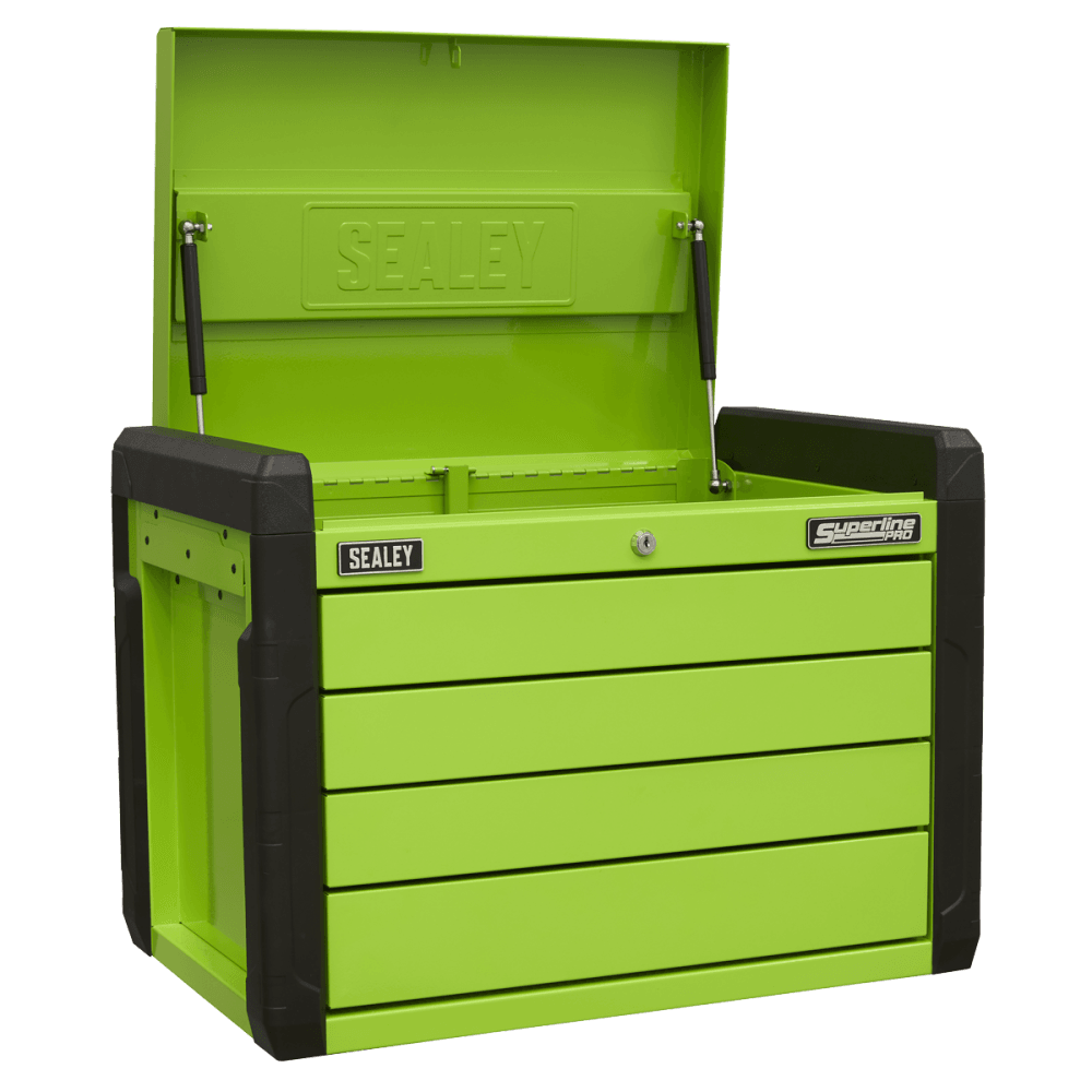 Sealey 4 Drawer Push-to-Open Topchest with Ball-Bearing Slides - Hi-Vis Green Model No - APPD4G