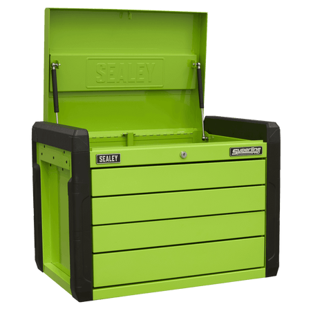 Sealey 4 Drawer Push-to-Open Topchest with Ball-Bearing Slides - Hi-Vis Green Model No - APPD4G