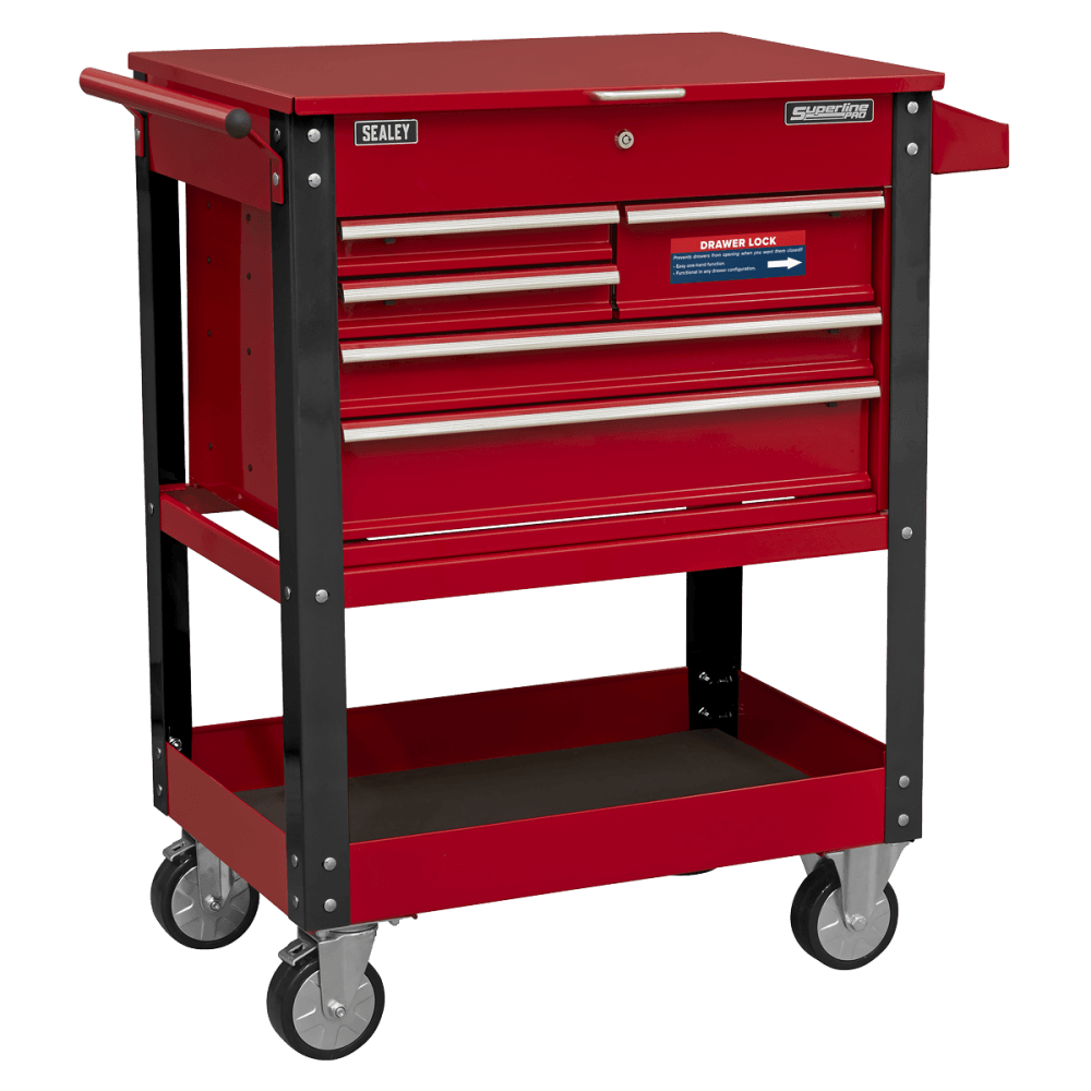 Sealey Heavy-Duty Mobile Tool & Parts Trolley with 5 Drawers & Lockable Top Model No - AP890M