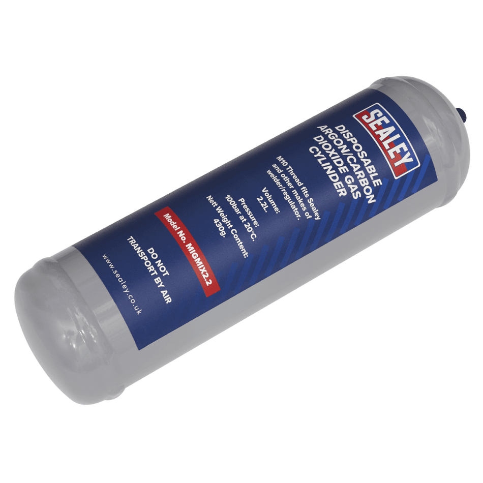 Sealey 430g Disposable Argon/Carbon Dioxide Gas Cylinder Model No - MIGMIX2.2