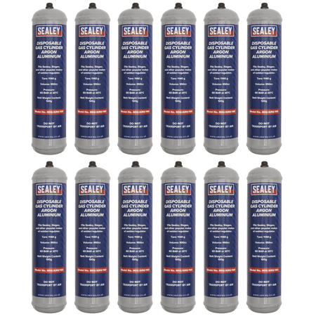 Sealey Gas Cylinder Disposable Argon 100g - Box of 12 Model No - MIG/ARG/100/12