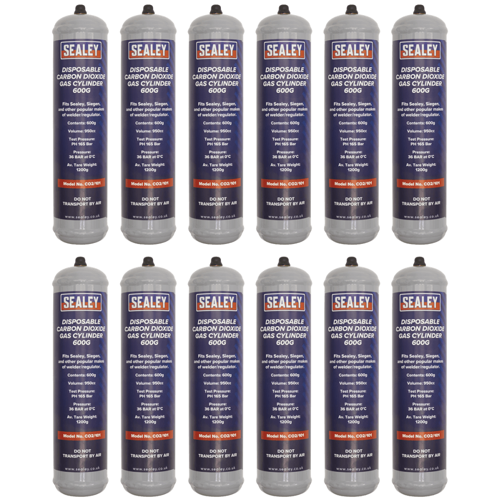 Sealey Gas Cylinder Disposable Carbon Dioxide 600g - Box of 12 Model No - CO2/101/12